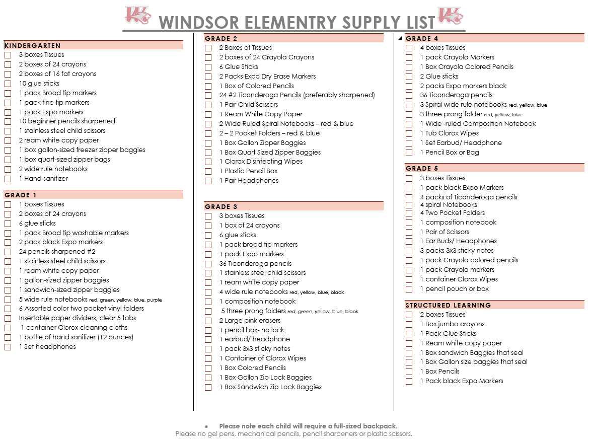 Windsor Forest High School School Supplies